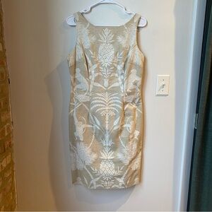 Maggy London Cream and Tan Patterned Mini Dress